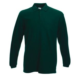 Поло "Long Sleeve Polo", темно-зеленый_XL, 100% х/б