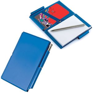 Мемо-кейс: записная книжка, визитница и авторучка, бирюзовый, 10,3х7,1х0,7 см, металл