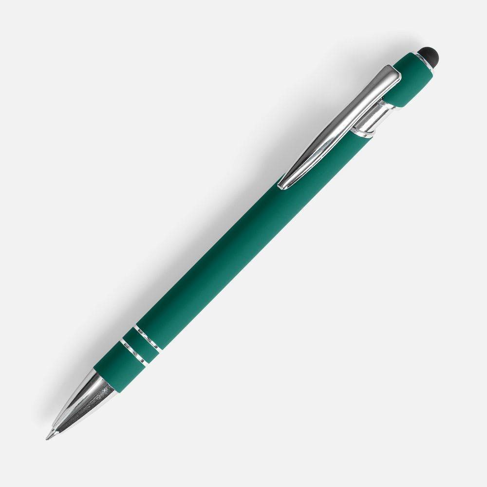 Ручка шариковая Pointer Soft Touch со стилусом, зеленая