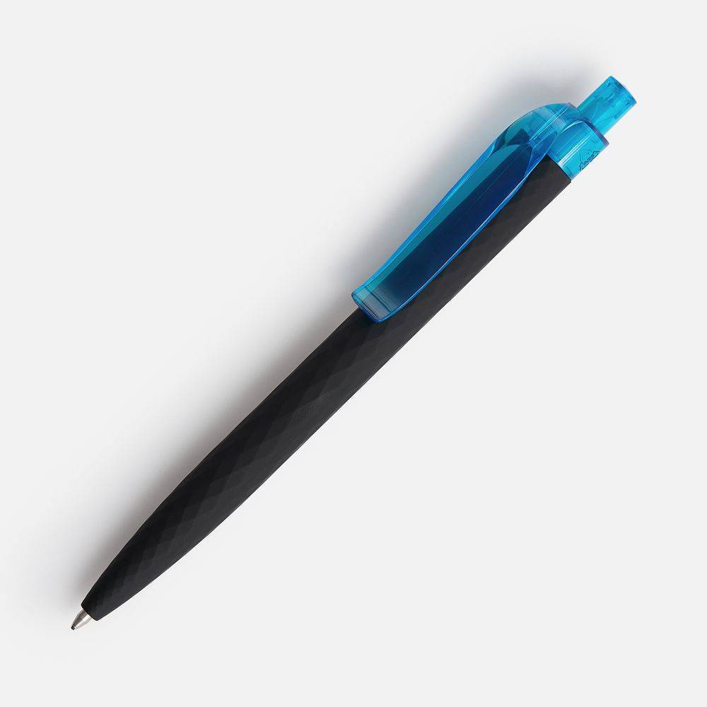 Ручка шариковая Prodir QS01 PRT-P Soft Touch, черная с голубым