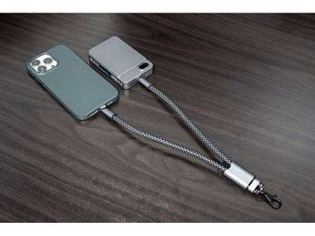 Ремешок-держатель для телефона с зарядным кабелем USB-C - USB-C «Lany Wristband Charge Eco», серый