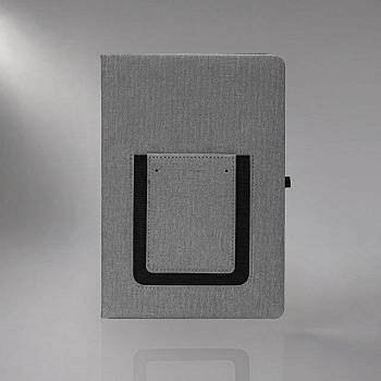 Блокнот "Pocket" 140*205 мм с карманом для телефона, серый