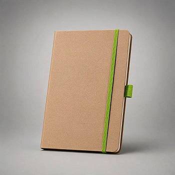 Блокнот "Sevilia", твердая обложка из крафта A5, 80 листов, крафтовый/зеленое яблоко