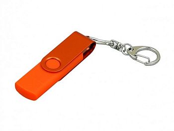 Флешка с поворотным механизмом, c дополнительным разъемом Micro USB, 16 Гб, оранжевый Флешка с поворотным механизмом, c дополнительным разъемом Micro USB, 16 Гб, оранжевый