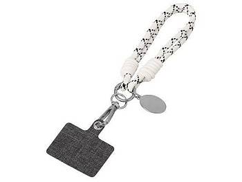 Брелок-браслет "Bohemian" c тканевым держателем для телефона, бело-черный