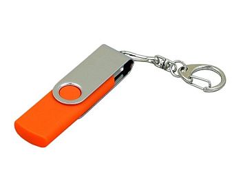Флешка с поворотным механизмом, c дополнительным разъемом Micro USB, 16 Гб, оранжевый Флешка с поворотным механизмом, c дополнительным разъемом Micro USB, 16 Гб, оранжевый