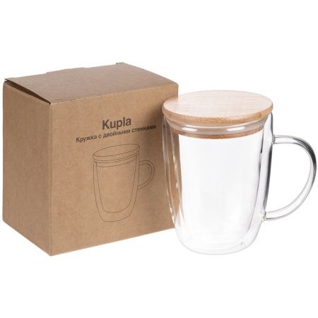 Кружка с двойными стенками Kupla с бамбуковой крышкой Кружка с двойными стенками Kupla с бамбуковой крышкой