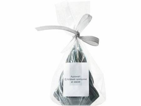 Свеча "Елка", ароматическая, черная с серебристым напылением