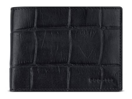 Портмоне BUGATTI Nevio, чёрный, воловья кожа/козья кожа/полиэстер, 12,5х2,5х9,3 см