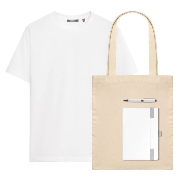 Набор с одеждой KRIS (футболка, ежедневник, ручка, шоппер), белый