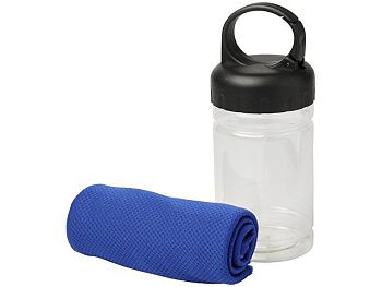 Охлаждающее полотенце Remy в ПЭТ-контейнере, синий