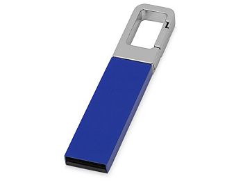 Флеш-карта USB 2.0 16 Gb с карабином "Hook", синий/серебристый Флеш-карта USB 2.0 16 Gb с карабином "Hook", синий/серебристый