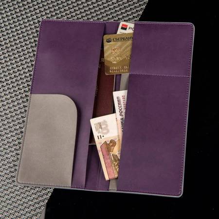 Органайзер для путешествий "Movement", 10* 22 см, PU, фиолетовый с серым