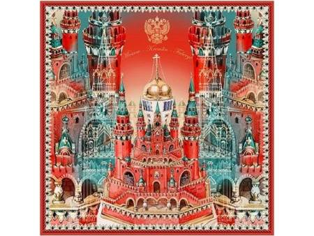 Платок "Кремль - Москва - Фаберже"