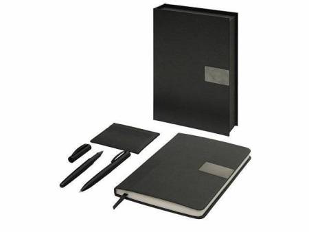 Подарочный набор "Goethe" с блокнотом А5, 2-мя ручками и картхолдером, черный