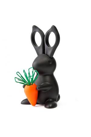 Ножницы и магнит со скрепками Bunny, чёрные