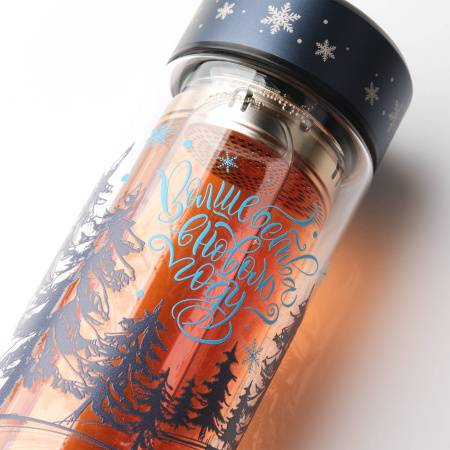 Бутылка стеклянная с двойными стенками, Aravia, 380 ml, синяя