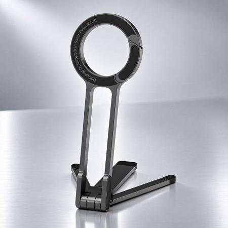 Магнитная подставка с карабином для телефона, чёрная, Deppa