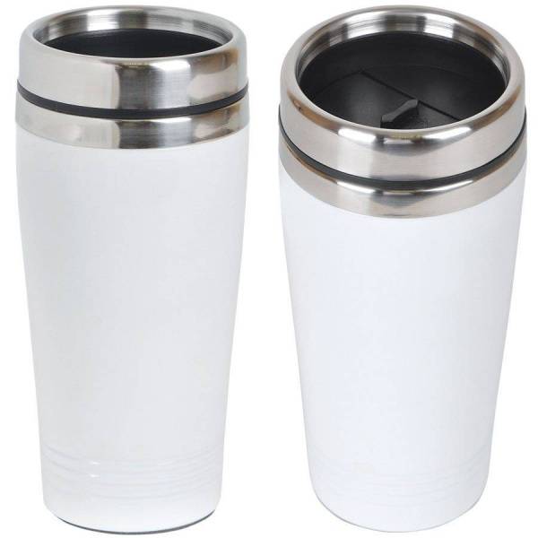 Термокружка  "WHITE" 450 мл, белый,  металл, лазерная гравировка