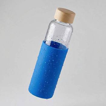 Бутылка для воды стеклянная "Refine", в чехле, 550 мл,  синий