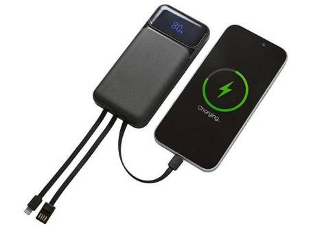 Подарочный набор "Tesla" с блокнотом А5, ручкой и пауэрбенком на 10 000 mAh, черный