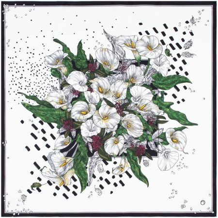 Платок шелковый Delicate, пионы