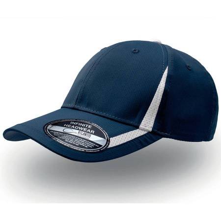 Бейсболка "JOGGING", 6 клиньев, застежка на липучке, темно-синий с белой полоской, 100% полиэстер, 