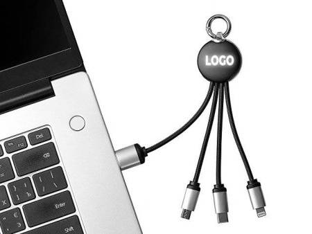 Кабель 3-в-1 с подсветкой лого «Ion mini»
