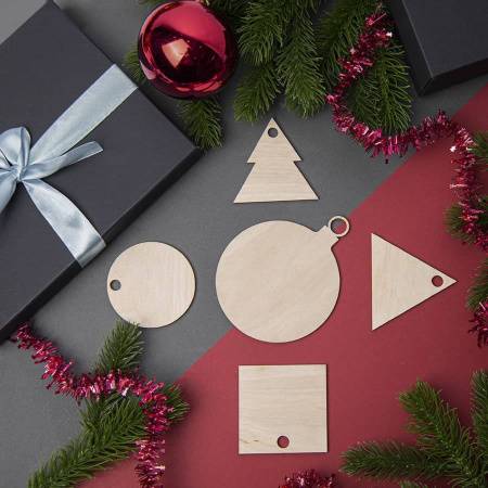 Ёлочное украшение SQUARE, дерево, 70х70 мм