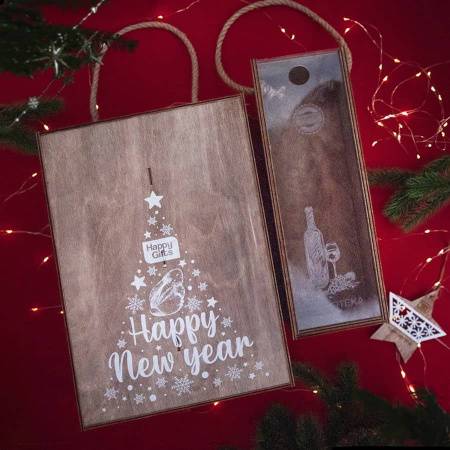 Ящик подарочный для вина WINOTEKA с ручкой, дерево, акрил, 34,5 х 11,5 х 11 см