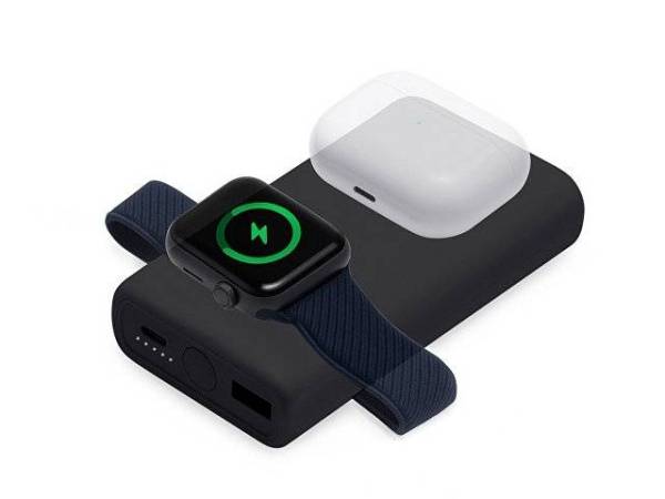 Внешний беспроводной аккумулятор 2-в-1 с функцией зарядки Apple Watch, QC/PD «AtomIQ», 10000 мАч