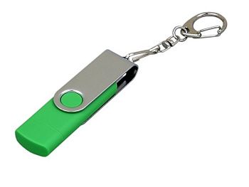 Флешка с поворотным механизмом, c дополнительным разъемом Micro USB, 32 Гб, зеленый Флешка с поворотным механизмом, c дополнительным разъемом Micro USB, 32 Гб, зеленый