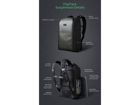 Антикражный бизнес рюкзак FlipPack для ноутбука 15.6", черный