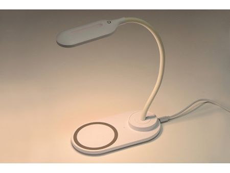 Настольный светильник с беспроводной зарядкой "Flamp", белый