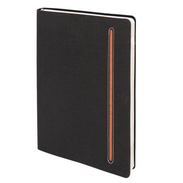 Бизнес-блокнот А5  "Elegance",  серый  с оранжевой вставкой, мягкая обложка