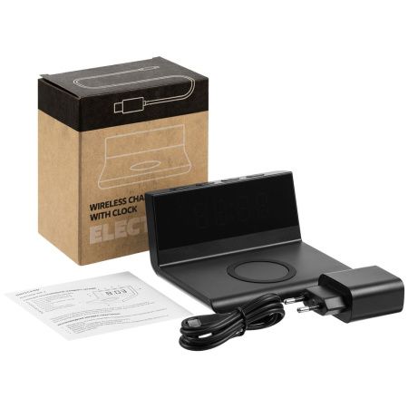 Станция беспроводной зарядки с часами Electron, ver. 2, черная Станция беспроводной зарядки с часами Electron, ver. 2, черная