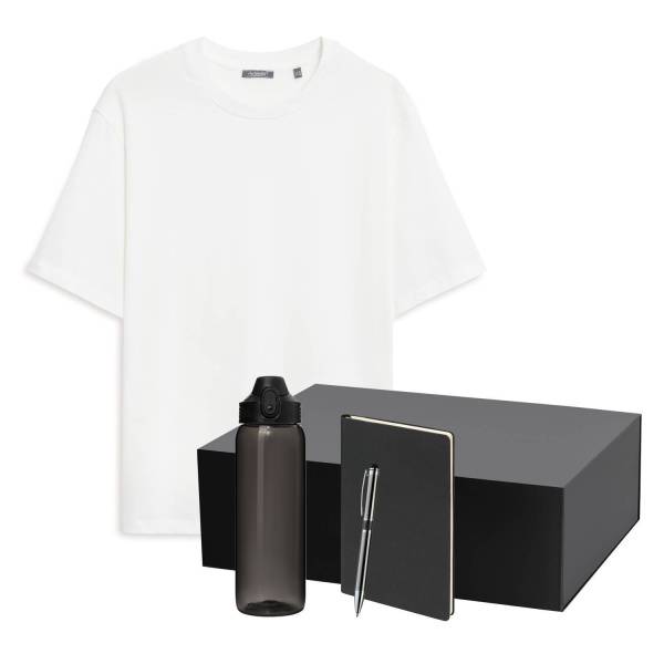Набор с одеждой RUST NEO (футболка, бутылка, ежедневник, ручка), белый/черный