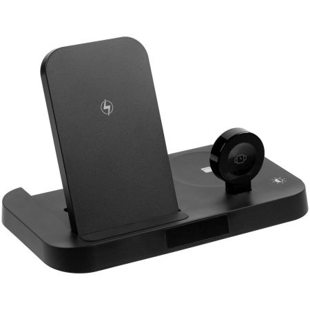 Зарядная станция с будильником Clock Nest, черная Зарядная станция с будильником Clock Nest, черная