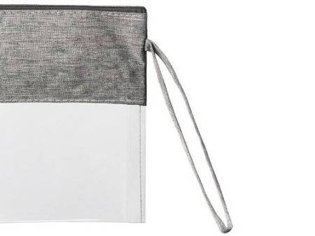 Косметичка из PVC и ткани "Leony", прозрачный/темно-серый