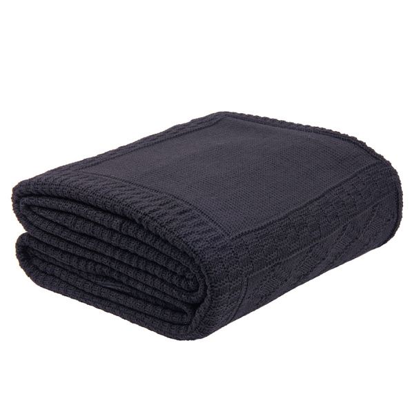 Плед LYKKE MINI, темно-синий, шерсть 30%, акрил 70%