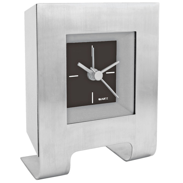Часы настольные с будильником  "Дизайн", черный, 8,5х4,5х11 см, металл, пластик