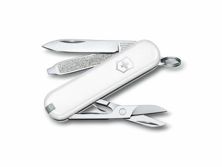 Нож-брелок VICTORINOX Classic SD Colors "Falling Snow", 58 мм, 7 функций, белый