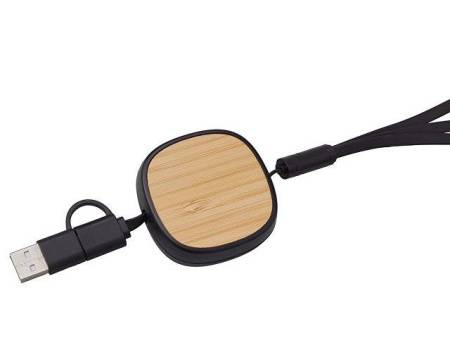 Универсальный кабель с ретрактором 3-в-1 «Retrax», черный