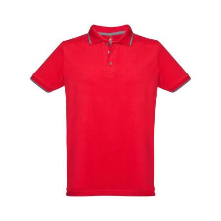 Рубашка-поло мужская SPECTRUM, к/р, белый/черный, S, 100% хлопок