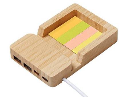 USB хаб «Memo», 2*USB, 2*Type C, бамбук