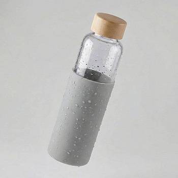 Бутылка для воды стеклянная "Refine", в чехле, 550 мл, серый