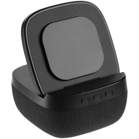 Колонка c беспроводной зарядкой Esca, черная Колонка c беспроводной зарядкой Esca, черная