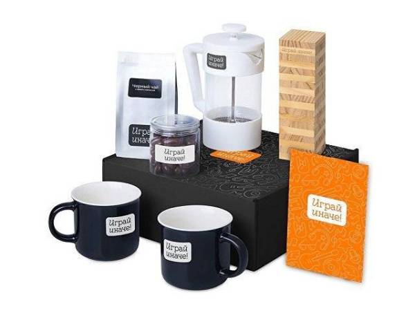 Подарочный набор «Re:y. Together»  с френчпрессом, кружками и дженгой