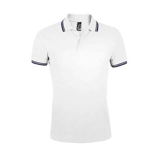 Футболка поло "Pasadena Men" белый, голубой__S, 100% х/б