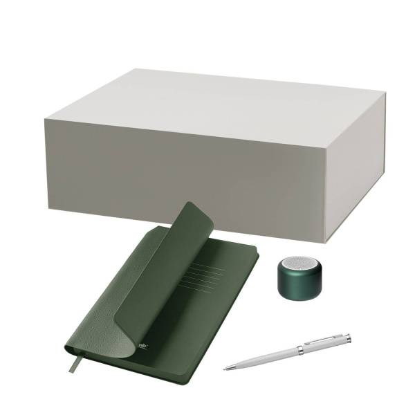 Подарочный набор Passion, Molto, серебряный (колонка, ежедневник